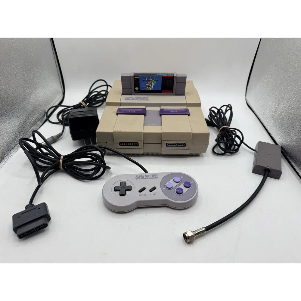 Super Nintendo SNES Console w/ Super Mario World Game Controller + Bundle Lot